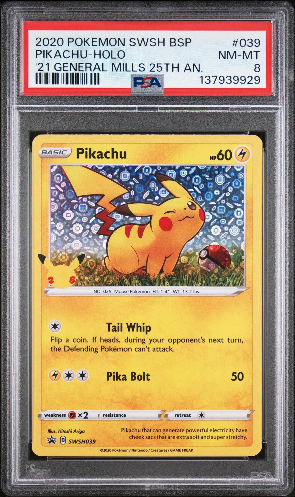 2020 Pikachu - Pokémon Pokémon Swsh Black Star Promo PSA 8 NM-MT